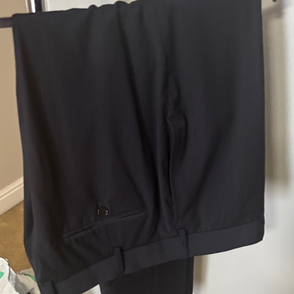 Brooks Brothers Navy Blue Pinstripe Trousers Size 42 EUC Business Casual